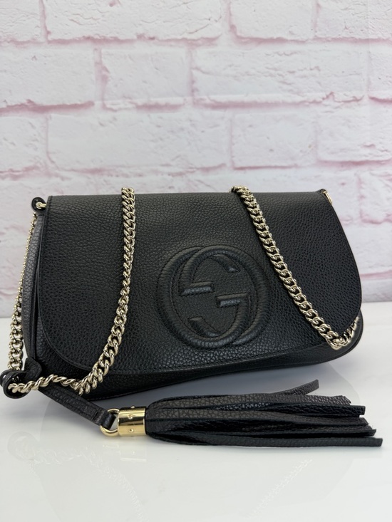 Gucci Handbags - Authentic Pebbled Calfskin Medium Soho Flap Crossbody Black